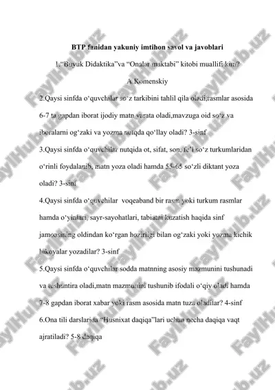 btp fanidan yakuniy imtihon savol va javoblari — DOCX