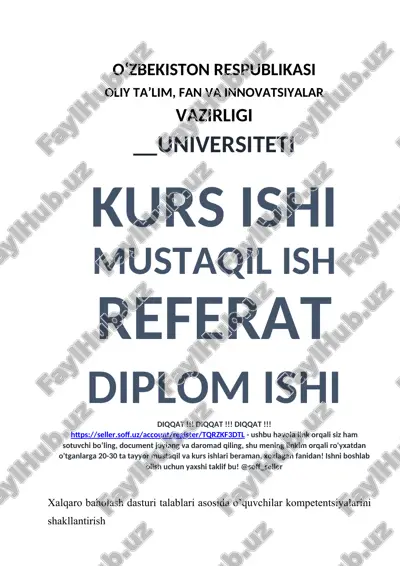 xalqaro baholash dasturi talablari asosida o’quvchilar kompetentsiyalarini shakllantirish — DOCX