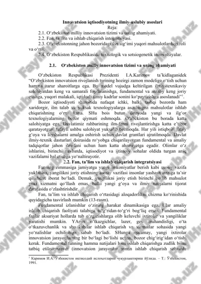 innovatsion iqtisodiyotning ilmiy-uslubiy asoslari — DOCX