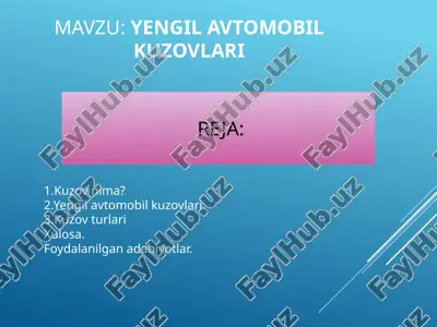 yengil avtomobil kuzovlari — PPTX