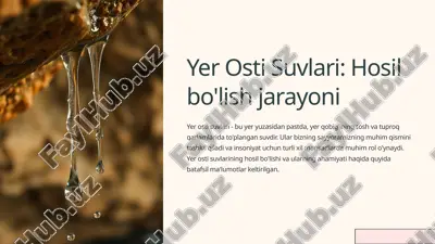 yer osti suvlari: hosil bo'lish jarayoni — PPTX