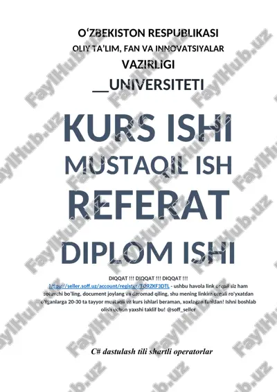o‘zbekiston respublikasi oliy ta’lim, fan va innovatsiyalar vazirligi universiteti — DOCX