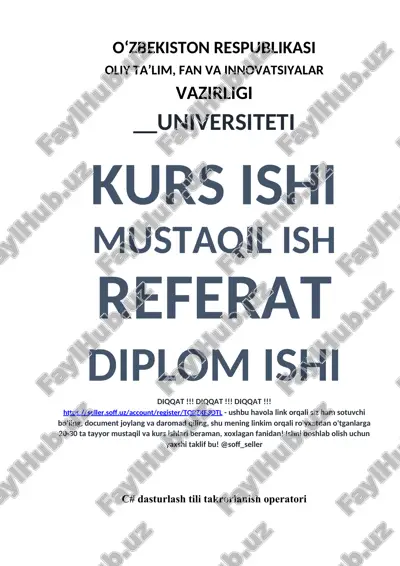 c# dasturlash tili takrorlanish operatori — DOCX