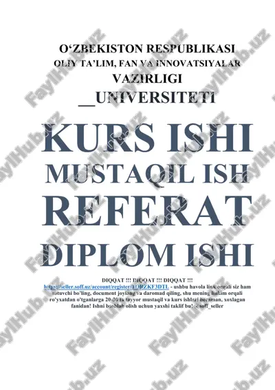 moliyaviy oqimlarni boshqarish ma'lumot bazasi — DOCX
