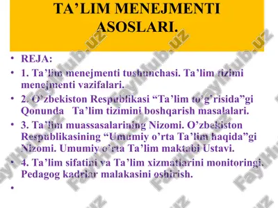 ta’lim menejmenti asoslari — PPT