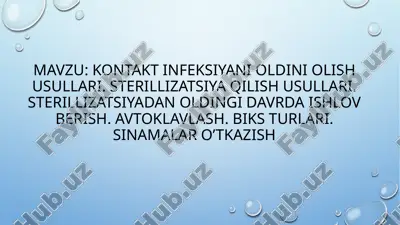 kontakt infeksiyani oldini olish usullari — PPTX