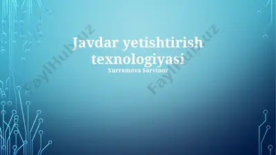 javdar yetishtirish texnologiyasi — PPTX