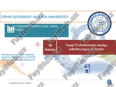 yangi o‘zbekistonda amalga oshirilayotgan islohotlar — PPTX