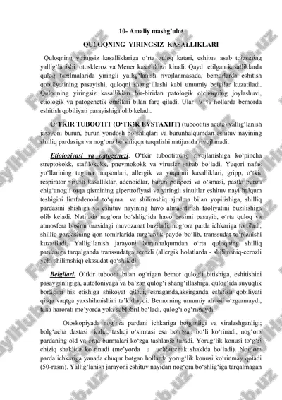 quloqning yiringsiz kasalliklari — DOCX