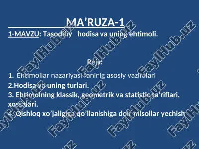 ehtimollar nazariyasi — PPT