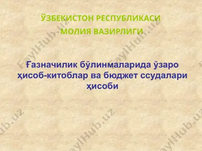 ғазначилик бўлинмаларида ўзаро ҳисоб-китоблар ва бюджет ссудалари ҳисоби — PPTX
