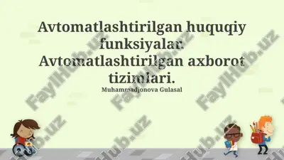 avtomatlashtirilgan huquqiy funktsiyalar — PPTX