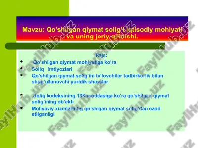 "qo‘shilgan qiymat solig‘i" — PPTX