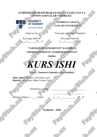zamonaviy iqtisodiy o'sish modellari — DOCX