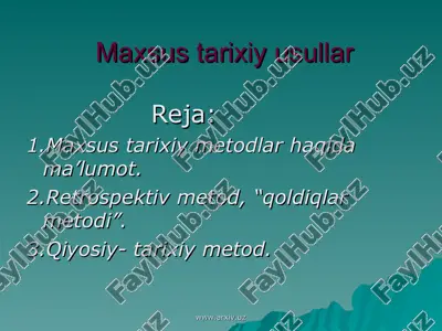 maxsus tarixiy usullar — ZIP