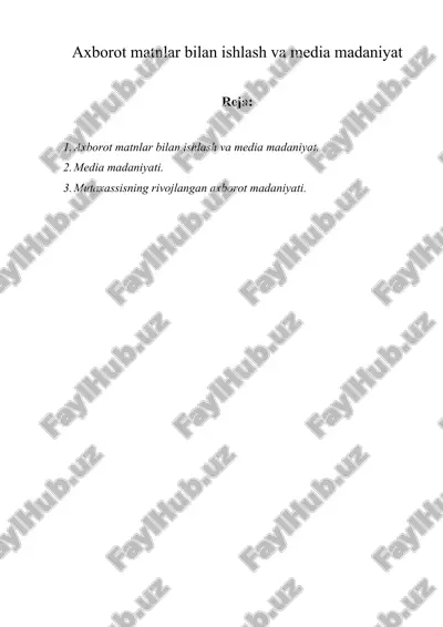 axborot matnlar bilan ishlash va media madaniyat — ZIP