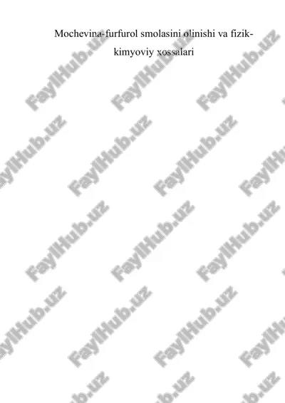 mochevina-furfurol smolasini olinishi va fizik-kimyoviy xossalari — ZIP