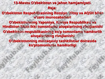 o'zbekiston va jahon hamjamiyati — PPT