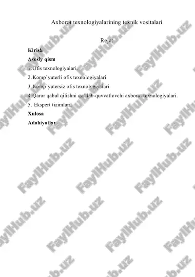 axborot texnologiyalarining texnik vositalari — DOCX