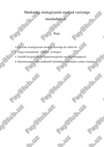 marketing strategiyasini mavjud vaziyatga moslashtirish — ZIP
