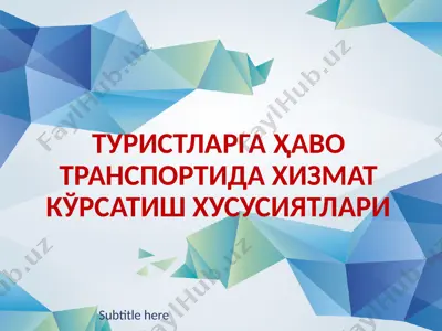 туристларга ҳаво транспортида хизмат кўрсатиш хусусиятлари — PPTX