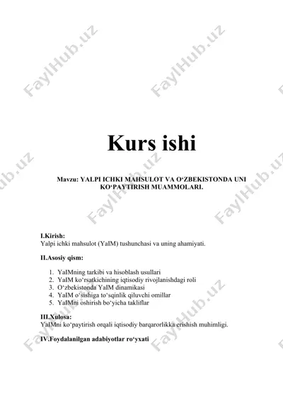 yalpi ichki mahsulot (yaim) — DOCX