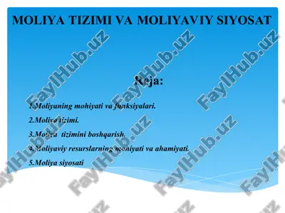 moliya tizimi va moliyaviy siyosat — ZIP