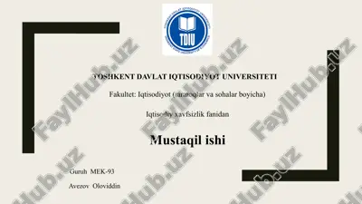 iqtisodiy xavfsizlik indikatorlari — PPTX