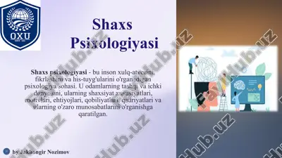 shaxs psixologiyasi — PPTX