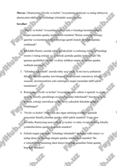 j.rumiyning ovchi va lochin rivoyati — DOCX