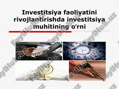 investitsiya faoliyatini rivojlantirishda investitsiya muhitining o‘rni — PPT