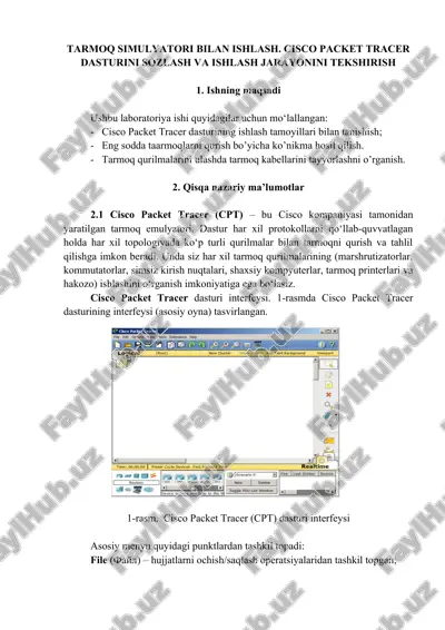 cisco packet tracer dasturi — DOCX