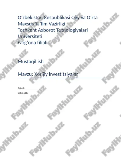xorijiy investitsiyalar — DOCX
