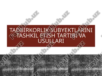 tadbirkorlik subyektlarini tashkil etish tartibi va usullari — ZIP