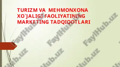 turizm va  mehmonxona xo`jaligi faoliyatining marketing tadqiqotlari — PPTX