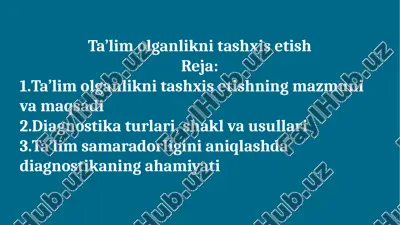 ta'lim olganlikni tashxis etish — PPTX
