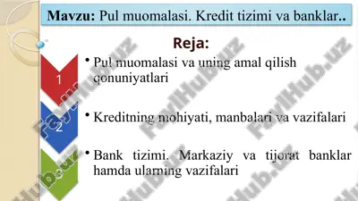 pul muomalasi va uning amal qilish qonuniyatlari — PPTX