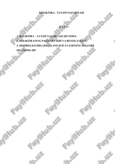 didaktika talim nazariyasi sifatida — DOC
