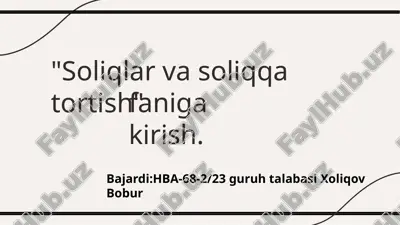 soliqlar va soliqqa tortish — PPTX