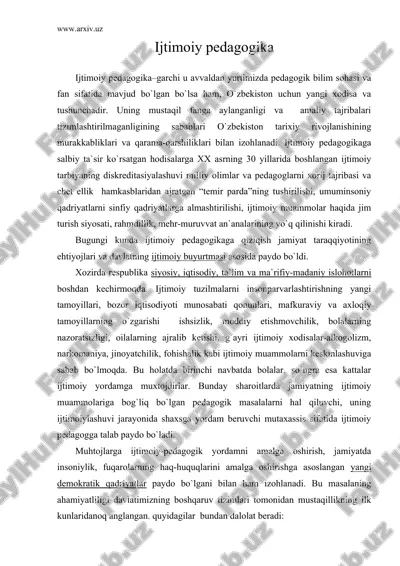 ijtimoiy pedagogika — ZIP