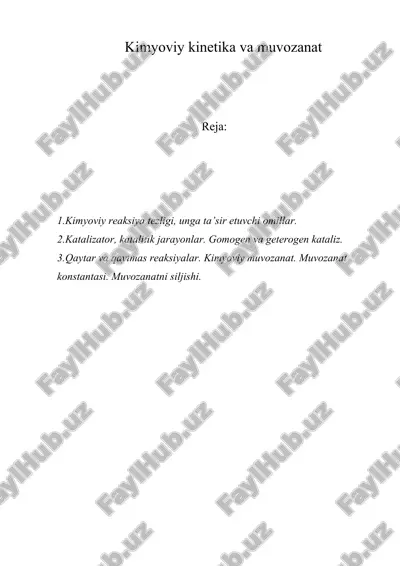 kimyoviy kinetika va muvozanat — ZIP