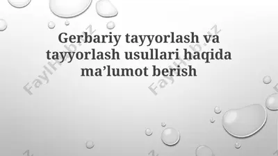 gerbariy tayyorlash va tayyorlash usullari — PPTX