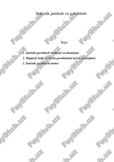 statistik jamlash va guruhlash — ZIP