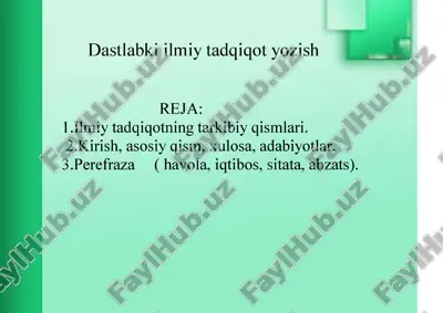 dastlabki ilmiy tadqiqot yozish — PDF