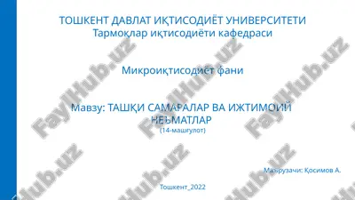 ташқи самаралар ва ижтимоий неъматлар — PPTX