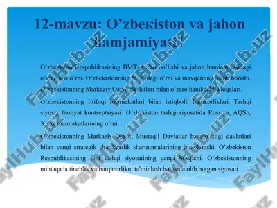 o’zbekiston va jahon hamjamiyati — PPTX