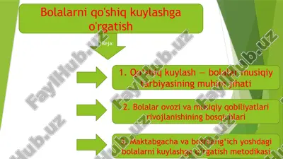bolalarni qo'shiq kuylashga o'rgatish — PPTX