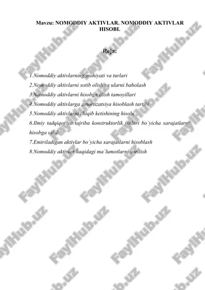 nomoddiy aktivlar — DOCX