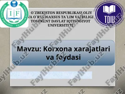 korxona xarajatlari va foydasi — ZIP