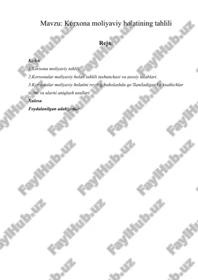 korxona moliyaviy holatining tahlili — ZIP